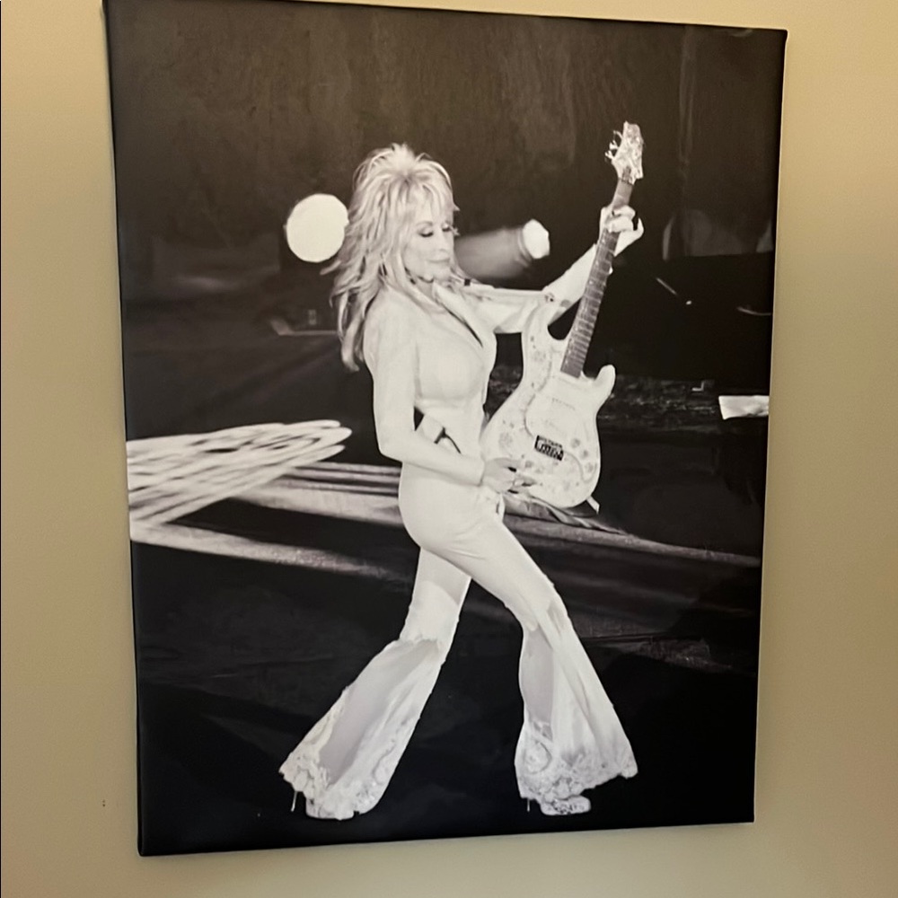 Dolly Parton Black and White Canvas Art; custom new; 16 x 20 inches